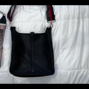 Rebecca Minkoff black leather grain bag with Two changeable straps